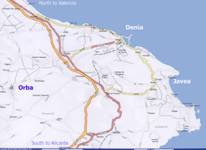 Map of area around Orba